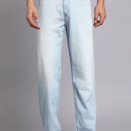 Men Loose Fit Mid Rise Light Blue Jeans-image-73