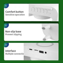 Harjio G Shape Table Lamp RGB Bluetooth Speaker with 15w Wireless Charger,Digital Clock 5 W Bluetooth Speaker image 2