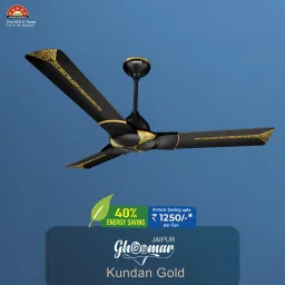 LUMINOUS Jaipur Ghoomar 3 Star 1200mm 3 Blade High Speed Ceiling Fan (Energy Saving, Abu Black) image 5