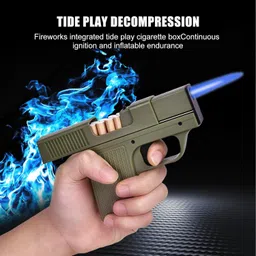 variouseye JD-YH098 Brown Jet Flame Black Refillable Cigarette Cigar Hukkah Lighter Built-In Cigarette Storage Plastic Gas Lighter Pocket Lighter image 5