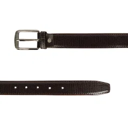 ZEVORA Men Brown Croc Textured Belt image 3