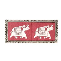 jute cottage Eco-Friendly Wallet 2 Fold Elephant Print - Red image 1
