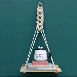 VAH Kya Bat Hai !! White & Brown Marcrame Wall Hanging Shelf-picture-22