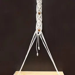 VAH Kya Bat Hai !! White Macrame Wooden Wall Hanging Shelf with Jute Rope image 3