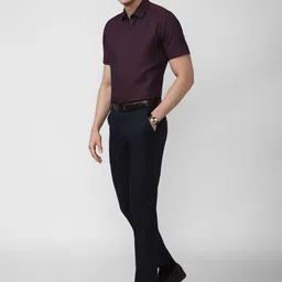 Van Heusen Men Brown Formal Short Sleeves Spread Collar Shirt image 2