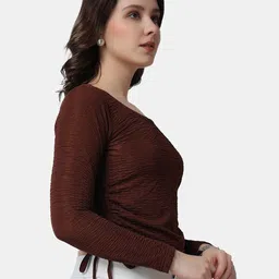 Popwings Round Neck Ruched Crop Top image 3