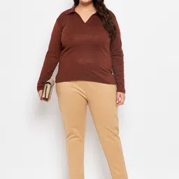 CLORA CREATION PLUS Shirt Collar Long Sleeves Regular Top image 2