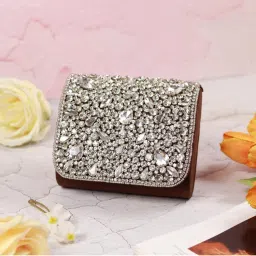 THE TAN CLAN Brown Embellished Clutch Bag with Detachable Handle-picture-33