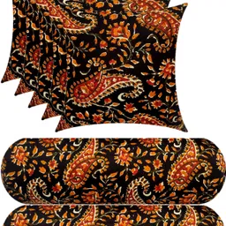 gkm Combo Set Of 5 Cushion And 2 Microfibre Floral Bolster Pack of 7 image 1