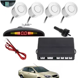 abjd 4 White Parking Sensors Compact Screen Distance Display with Sound Warning Reverse Assistance Increased Safety for passengers Universal-104 Parking Sensor-picture-24