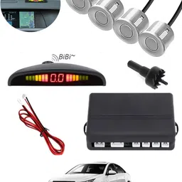 ccmm Silver Reverse 4Pcs Parking Sensor With Led Display/Buzzer For Car-73 Universal Silver Increased Safety 4pcs Sensor For Vehicle-73 Parking Sensor-picture-13