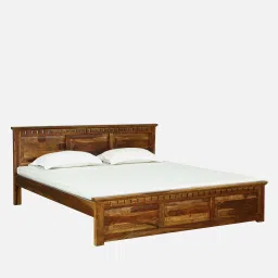 woodsworth from pepperfry Zurndorf Sheesham Wood King Size Bed in Scratch Resistant Provincial Teak Finish image 4