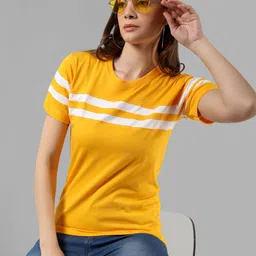 metronaut Striped Women Round Neck Pure Cotton Multicolor T-Shirt-picture-28