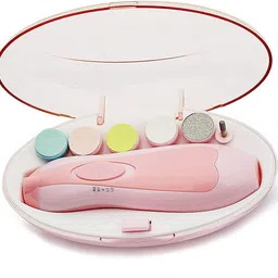 Baby Nail Cutter Clippers Kit File for Kids Safe Electric Baby Nail Trimmer Pink-image-1