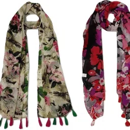stolevilla Floral Print Chiffon Women Multicolor Scarf, Stole, Fancy Scarf-picture-20