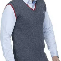 avnish enterprises Men Solid V Neck Grey Sweater image 3