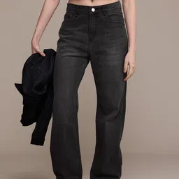 roadster Women Straight Fit High Rise Black Jeans-picture-10