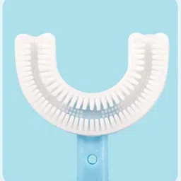 aahan U shaped ultra soft manual toothbrush for kids 2-10 years pink blue Ultra Soft Toothbrush image 3