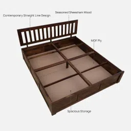 woodsworth from pepperfry Buren Sheesham Wood King Size Bed In Provincial Teak Finish With Box Storage image 4
