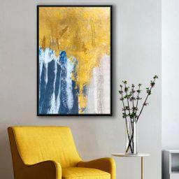 999store Yellow White And Blue Modern Art Canvas Art Print-picture-39