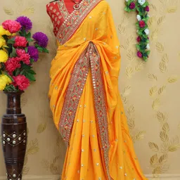 piton enterprise Embroidered Bollywood Art Silk Saree-picture-24