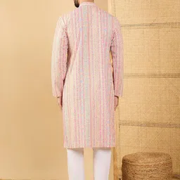 house of pataudi Men Embroidered Viscose Rayon Straight Kurta image 3