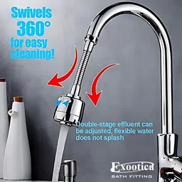 exootica Turbo Flex 360° Rotatable Faucet Extender Double Flow Splash-Proof Faucet Nozzle image 4