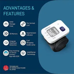 OMRON HEM 6161 Refurbished Wrist Blood Pressure Monitor Fully Automatic with Cuff Wrapping Guide and Irregular Heartbeat Detection Bp Monitor image 2