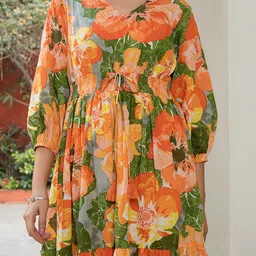 janasya Women A-line Multicolor Midi/Calf Length Dress image 5