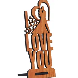 ecraftindia Love You Brown Engineered Wood Showpiece With Stand image 5
