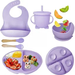 trivyom 6PCS Baby Silicone Feeding Set – Non-Slip Plate, Bowl, Cup & Soft Utensils - Silicone-picture-13
