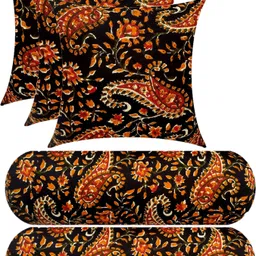 gkm Microfibre Bolster Pack of 5 Floral Combo Set Of 3 Cushion And 2-picture-37