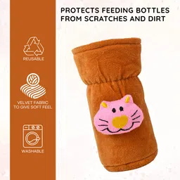 lala maneet Soft Plush Baby Feeding Bottle Cover (60-125 ml) with Cartoon Strap, Durable image 3