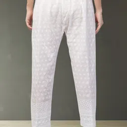 fambee Women Relaxed White Cotton Blend Trousers image 2