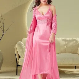 ovida Women Night Suit Set Pink Solid-picture-25