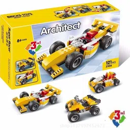 Racing Car Blocks - 3 in 1 - Speedy Go-Kart Building Block Toys, Bricks Toys for Kids, Educational DIY Toys for Kids (121 Brick Pieces; Multicolor)-image-5