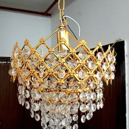kartavya traders KB Traders Golden Ceiling Jhoomar/Chandelier light. Size 260 MM Chandelier Ceiling Lamp image 2