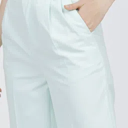 tokyo talkies Women Flared Green Cotton Blend Trousers image 4