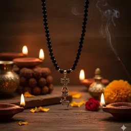 maaword Black Onyx Bead Shiva Trishul Mahadev Locket Necklace for Men Stainless Steel Locket image 3