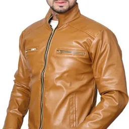 nasa Men Solid Leather Jacket image 4