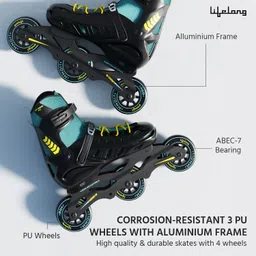 lifelong 3 wheel Inline skates shoes for Boys and Girls Liner Roller Skates (Size-M) In-line Skates - Size 35-38 Euro image 2