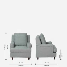 woodsworth from pepperfry Beograd Fabric 1 Seater Sofa In Ash Grey Colour image 2