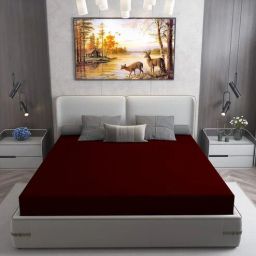 dream care Cotts Wonder Waterproof Fitted Terry Cotton King Size (75x72) Mattress Protector In Maroon Colour-picture-36