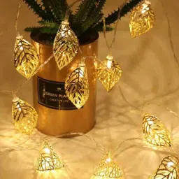 homesake Golden Leaf Warm White 14 LEDs 5 Mtrs Moroccon Copper LED String Light-picture-31