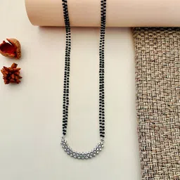 ABDESIGNS Silver-Plated AD-Studded & Beaded Mangalsutra-picture-27