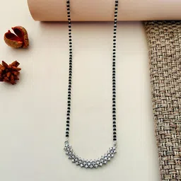 ABDESIGNS Silver-Plated American Diamond-Studded & Beaded Mangalsutra-picture-37