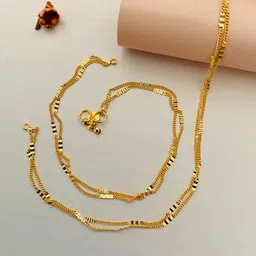 Sangria Gold Toned Set Of 2 Gold-Plated Stones and Beads Anklets image 2