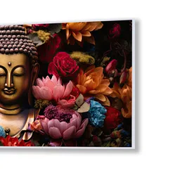 nestroots Canvas Framed Buddha Surrounded by Vibrant Blossoms Wall Painting image 4