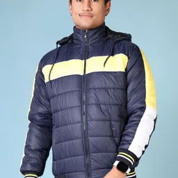 V-Mart Men Hooded Colourblocked Cotton Casual Puffer Jacket-picture-11