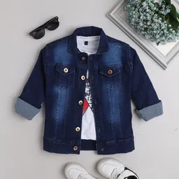 Ministitch Boys Washed Crop Denim Jacket with Patchwork-picture-48